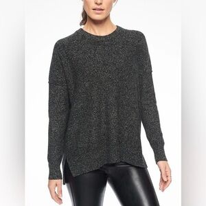 Athleta Perspective Wool Cashmere Blend Sweater Black Marl Small Oversized